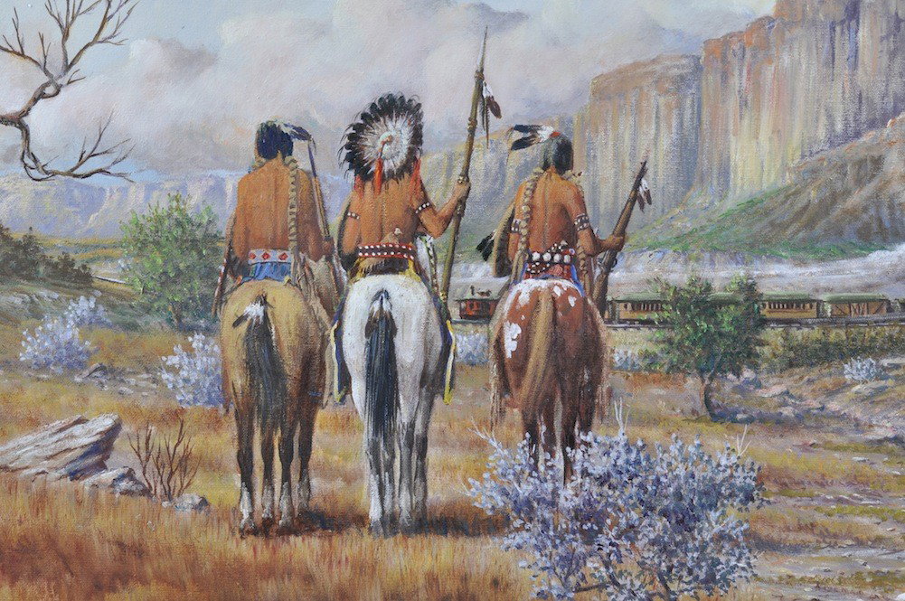 BUD BREEN (American/Texas 1927-2005) A PAINTING, ": BUD BREEN (American/Texas 1927-2005) A PAINTING, "Contemplation," oil on canvas, signed and dated 1987 L/R. 24" x 36". Framed.