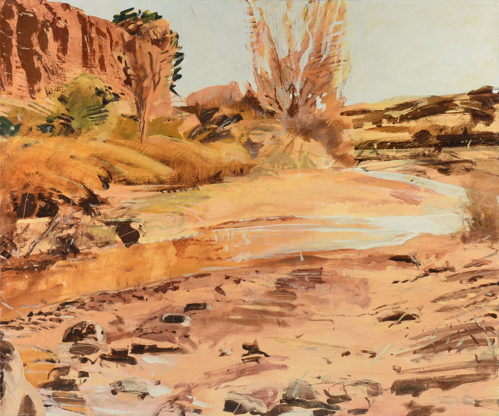 FORREST LEE MOSES (American 1934-2021) A PAINTING, "Desert Water at Abiquiu #1," 1978,: FORREST LEE MOSES (American 1934-2021) A PAINTING, "Desert Water at Abiquiu #1," 1978, oil on canvas, verso titled and signed, "Desert Water at Abiquiu #1 / Forrest Moses / Moses," also with the inven