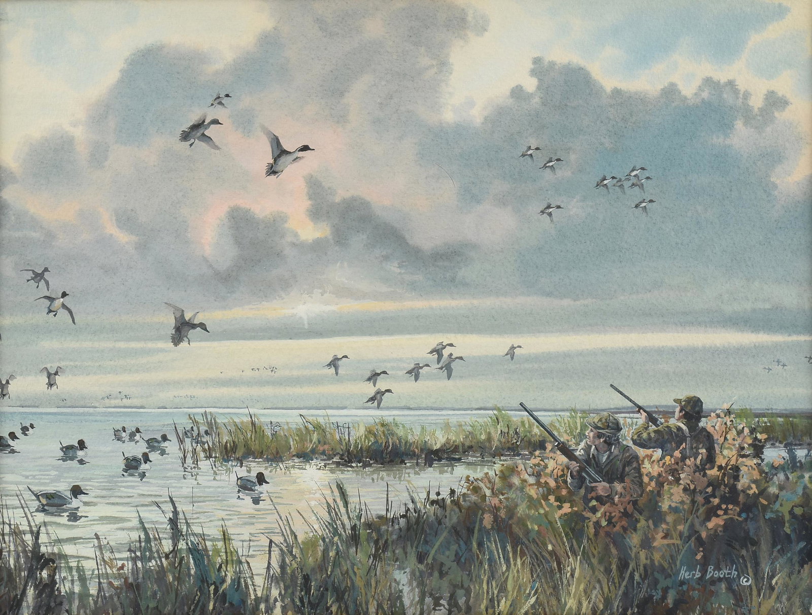 HERB BOOTH (American/Texas 1942-2014) A PAINTING, "From the Grass," LATE 20TH CENTURY,: HERB BOOTH (American/Texas 1942-2014) A PAINTING, "From the Grass," LATE 20TH CENTURY, watercolor on paper, signed L/R, "Herb Booth ©," verso gallery label; 10 1/2'' x 13 3/4'', framed 19 1/2'' x