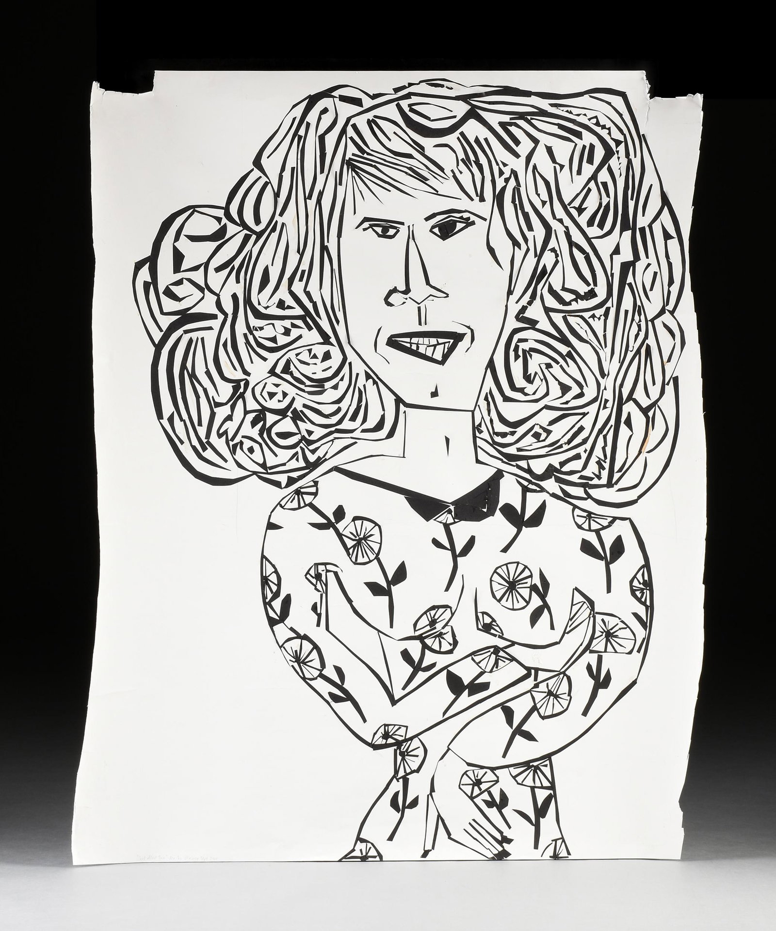 MARTIN MALONEY (British b. 1961) A PAPER COLLAGE, "Girl About Town," 2000,: MARTIN MALONEY (British b. 1961) A PAPER COLLAGE, "Girl About Town," 2000, paper collage on paper backing, titles, signed, and dated in pencil L/L, "'Girl About Town' Martin Maloney Sept 2000," verso