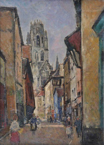 FRANÇOIS GALL (French 1912-1987) A PAINTING, "Rou: FRANÇOIS GALL (French 1912-1987) A PAINTING, "Rouen Cathedral," oil on canvas, signed L/R. 18 1/4" x 13 1/4". Framed.