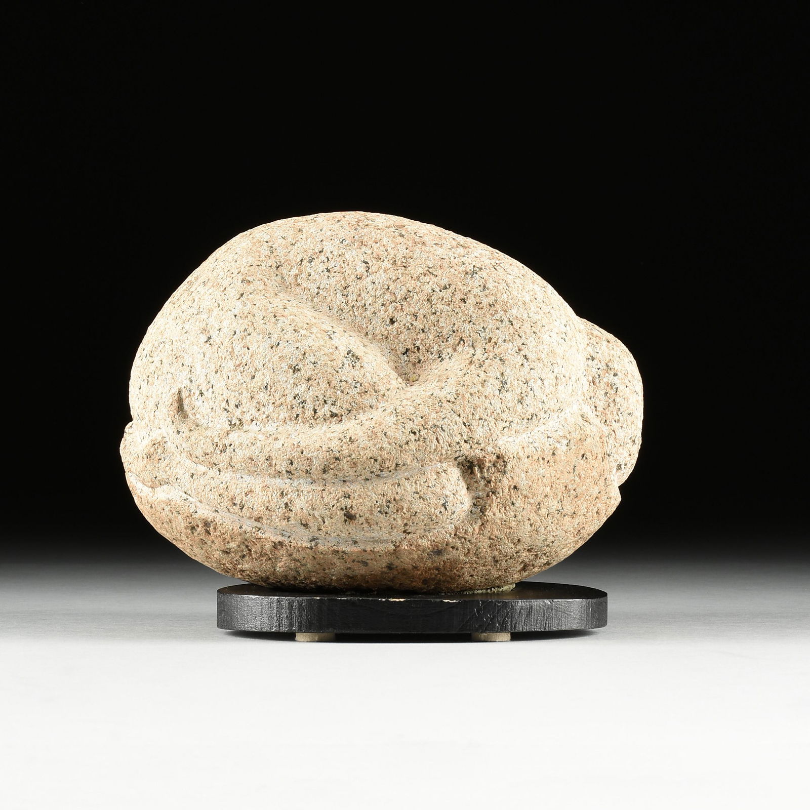attributed to RENÉ COUTELLE (French 1927-2012) A SCULPTURE, "Nu Accroupie (Crouching Nude),": attributed to RENÉ COUTELLE (French 1927-2012) A SCULPTURE, "Nu Accroupie (Crouching Nude)," 1997, granite, signed in monogram and dated on base, "RC / 97." Height: 7 1/2" Width: 7 1/2" Depth: 10