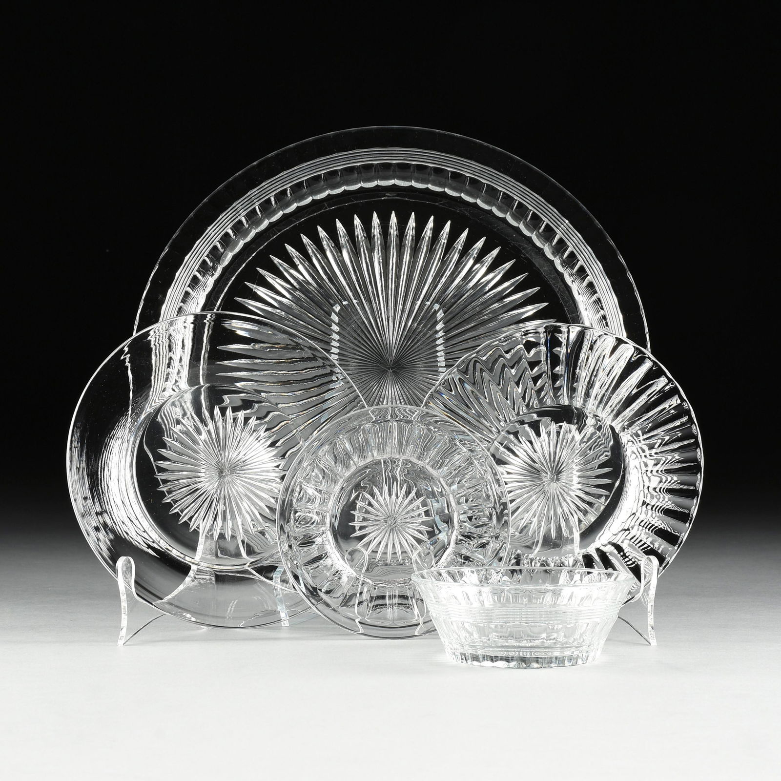 THIRTY-SIX HEISEY CLEAR GLASS PLATES, BOWLS, AND PLATTER, 20TH CENTURY, (1 of 5)