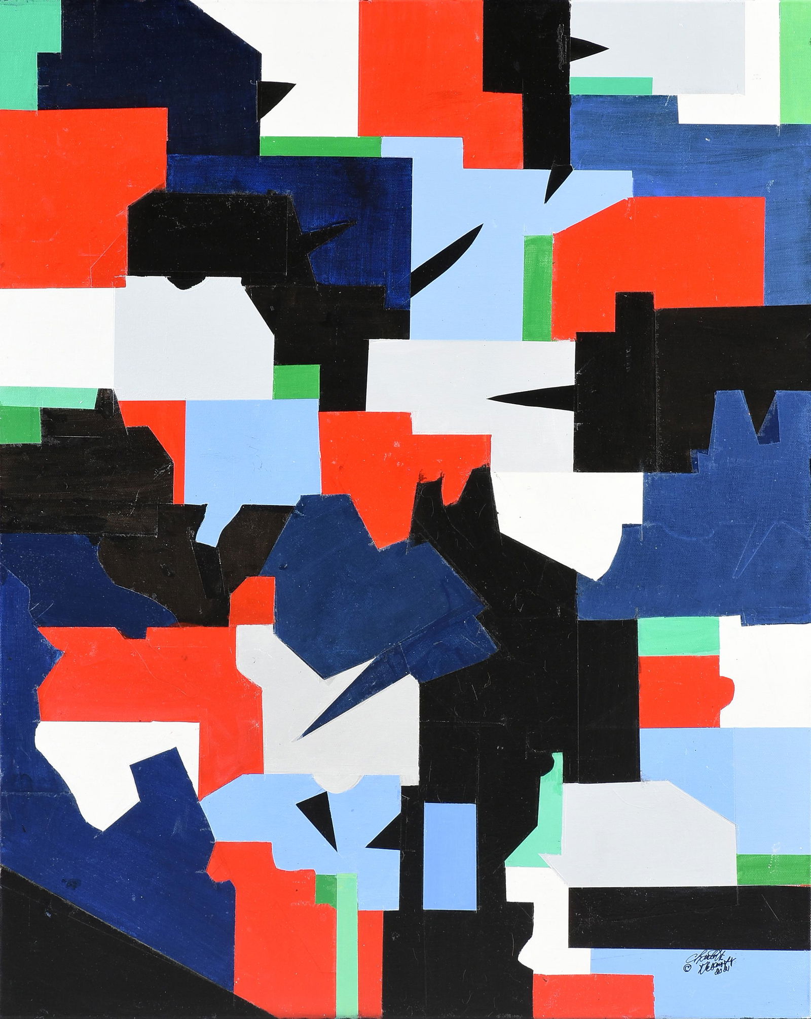 CHARLOTTE KLEBANOFF (American/Texas 20th Century) A PAINTING, "Black Triangle in Blue, Green, and (1 of 10)