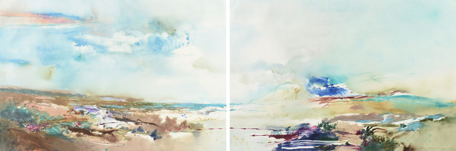 JOHN MAXON (American b. 1947) A MONOTYPE DIPTYCH, "Coming Together/Jennifer," 1986, (1 of 20)