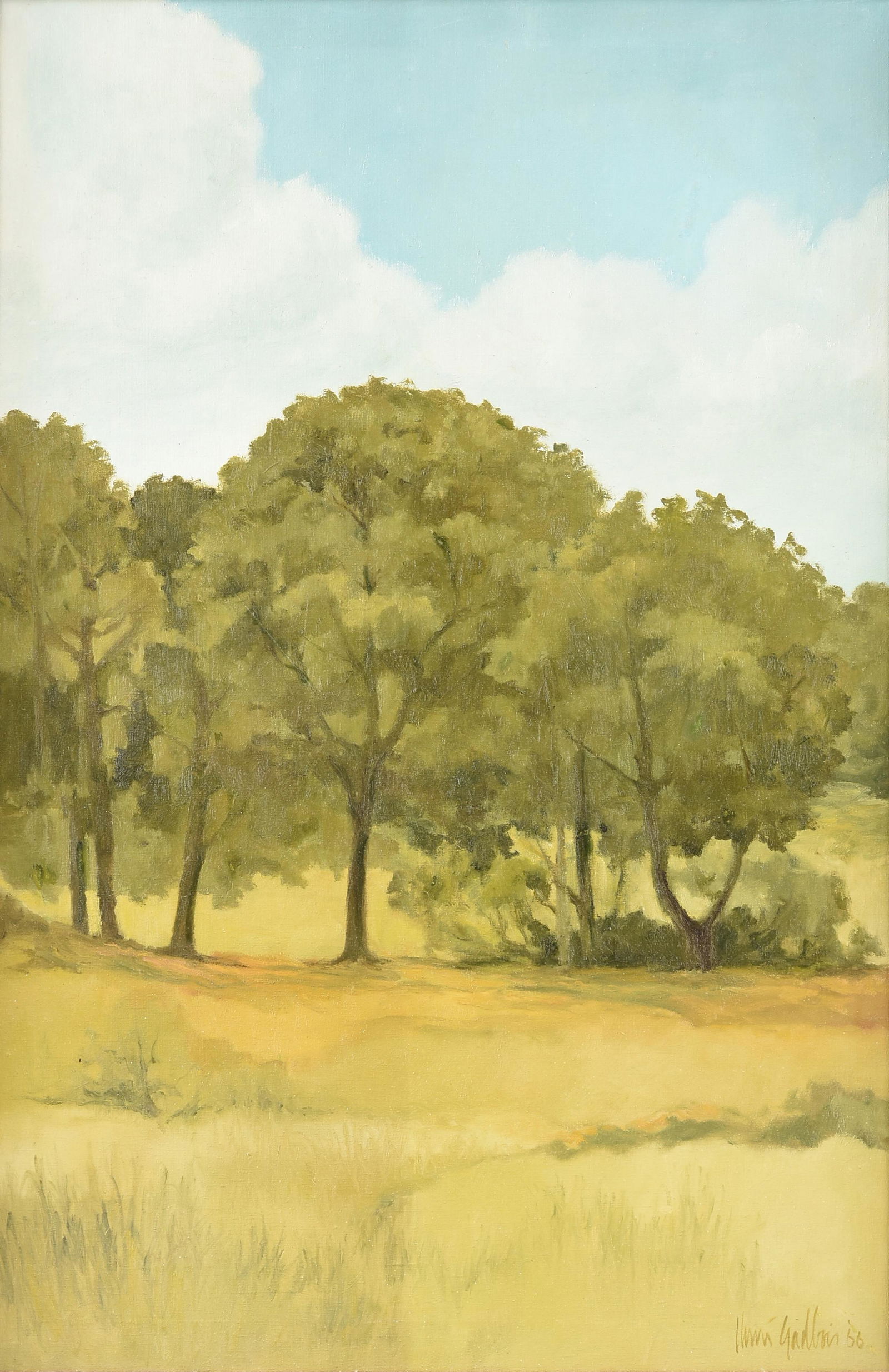 HENRI GADBOIS (American/Texas 1930-2018) A PAINTING, "Trees in Grassy Landscape," 1966, (1 of 14)