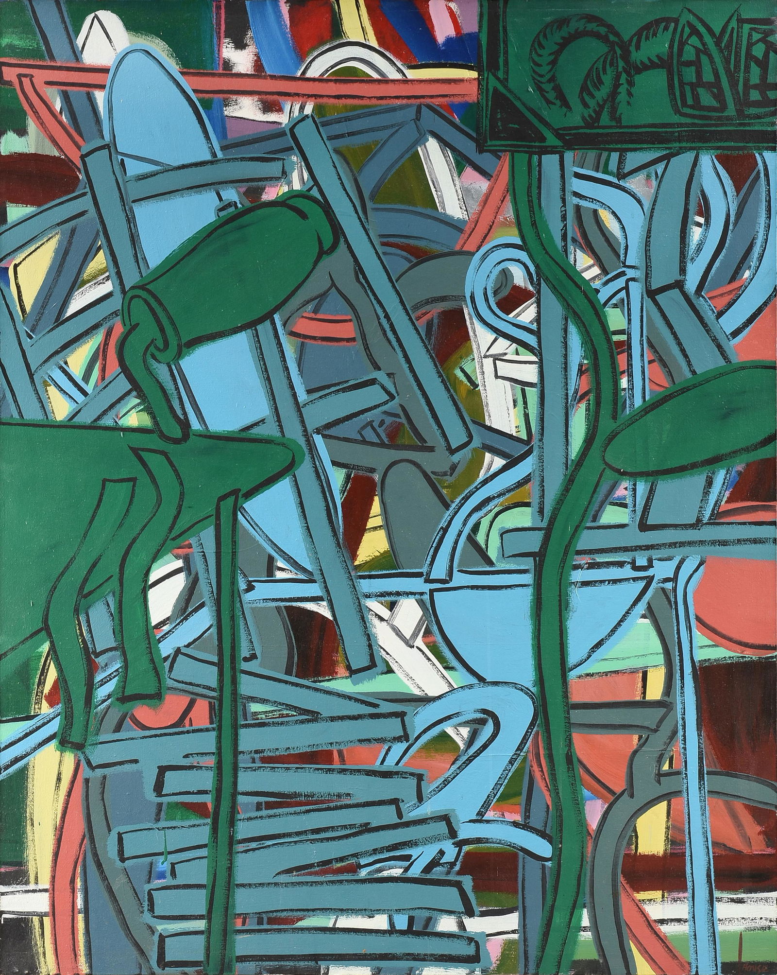 PERRY HOUSE (American/Texas b. 1943) A PAINTING, "No Title," 1983, (1 of 18)