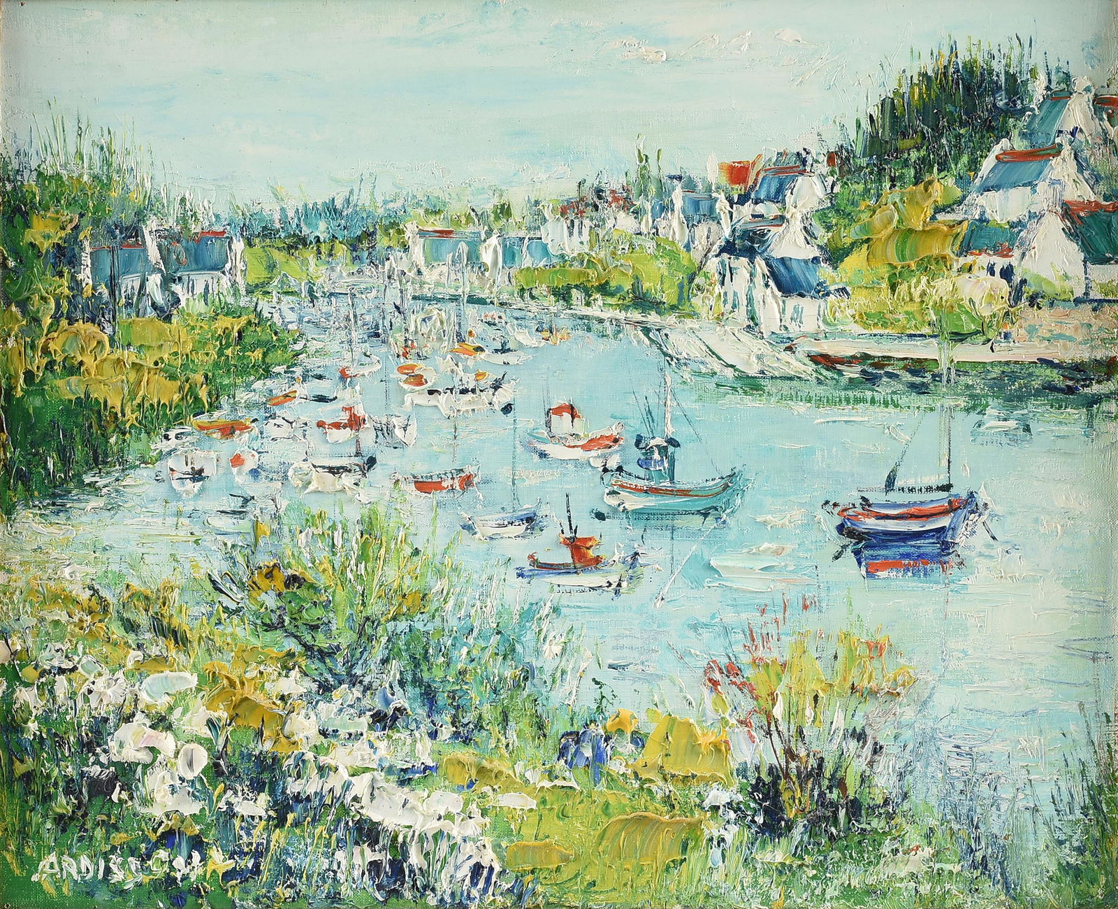 YOLANDE ARDISSONE (French b. 1927) A PAINTING, "Port de Plaisance," 1970s-1980s, (1 of 14)