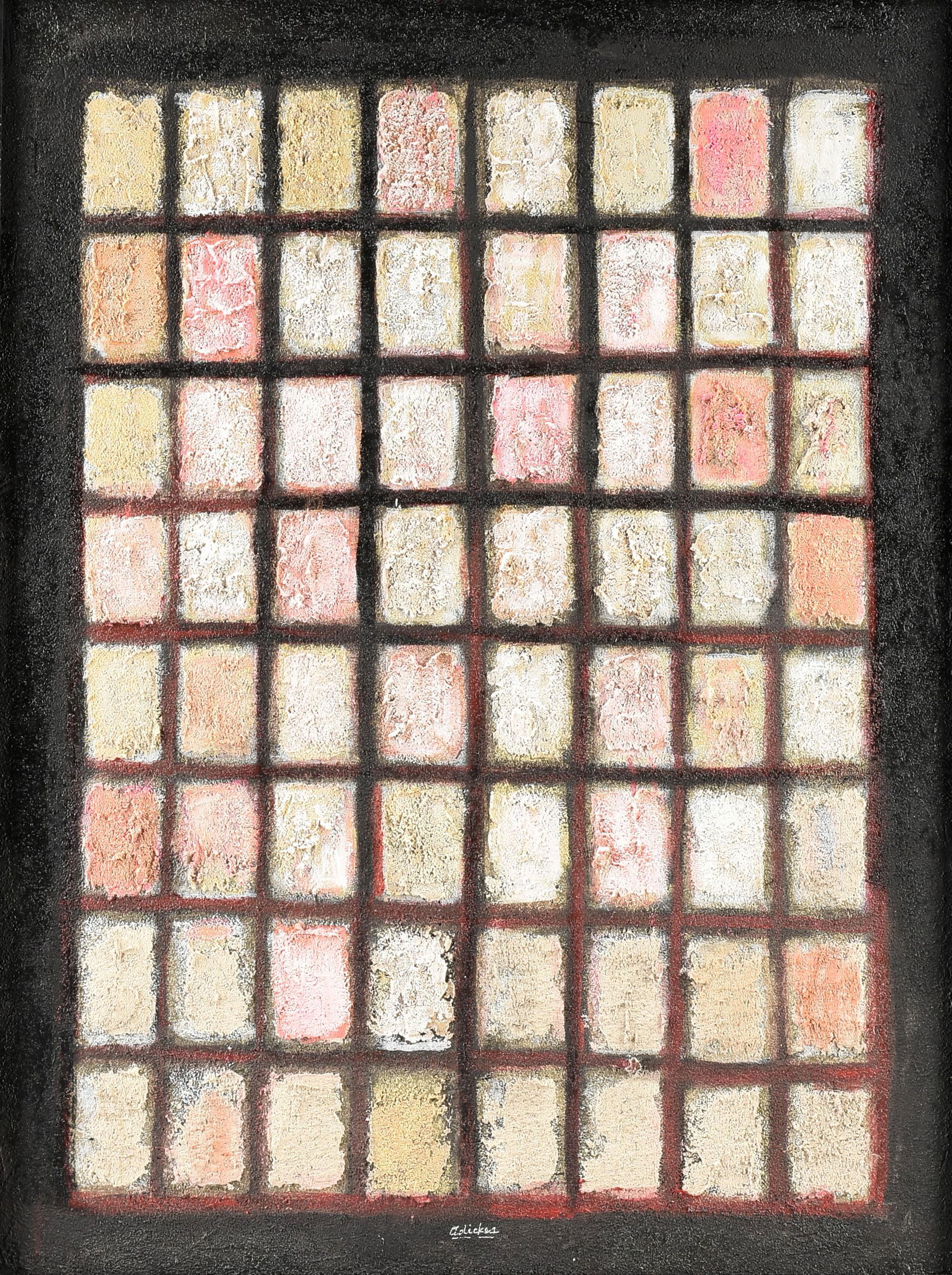 DAVID ADICKES (American/Texas b. 1927) A PAINTING, "Squares in Pink, White, and Yellow," CIRCA 1970, (1 of 9)