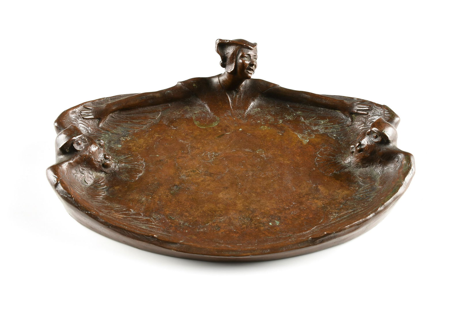 HARRIET WHITNEY FRISHMUTH (American 1880-1980) A SCULPTURE, "A Jester and Two Owls: A Vide-Poche," (1 of 11)