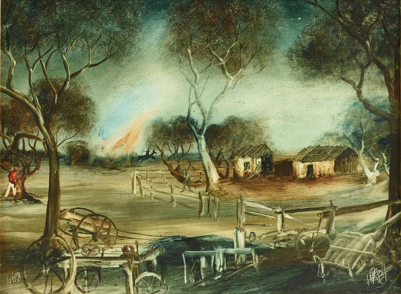 PRO HART (Australian 1928-2006) A PAINTING, "Morgan Series # 2," 1968, (1 of 20)