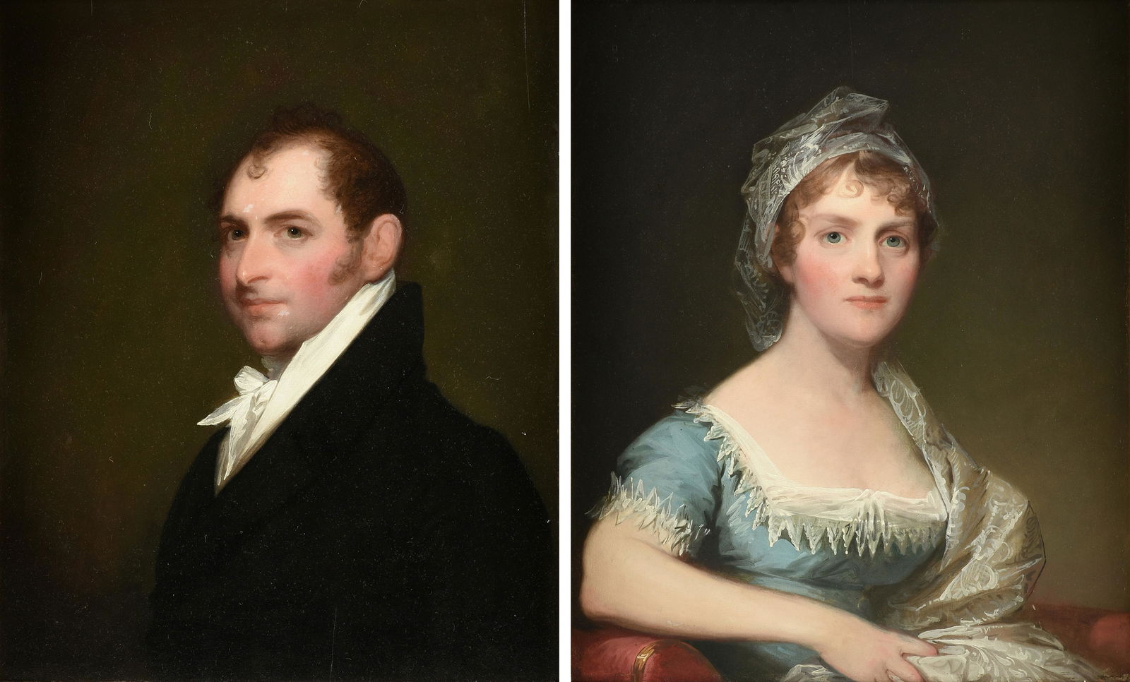 GILBERT STUART (American 1755-1828) TWO PAINTINGS, "Mr. and Mrs. Edward and Hannah Tuckerman," CIRCA (1 of 20)