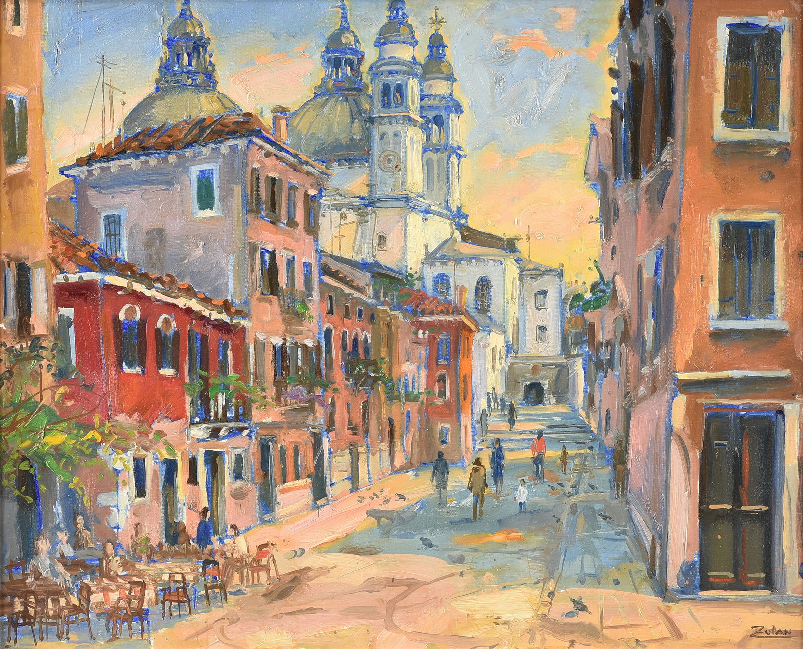 BRUNO STERN ZUPAN (Slovak/American b. 1939) A PAINTING, "Walkway to La Salute, Venice," CIRCA 1990, (1 of 17)