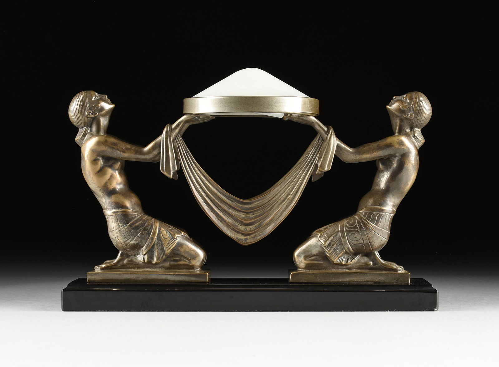 PIERRE LE FAGUAYS (French 1892-1962) A SCULPTURAL LAMP, "L'Offrande," 20TH CENTURY, (1 of 8)