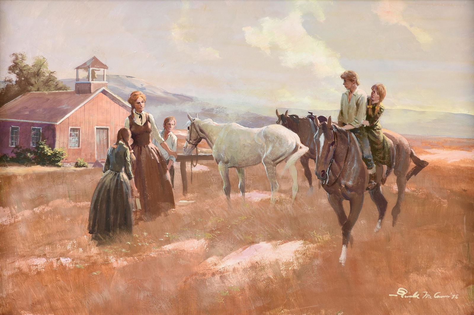 GERALD MCCANN (American 1916-1995) A PAINTING, “The Red Schoolhouse,” 1975, (1 of 13)