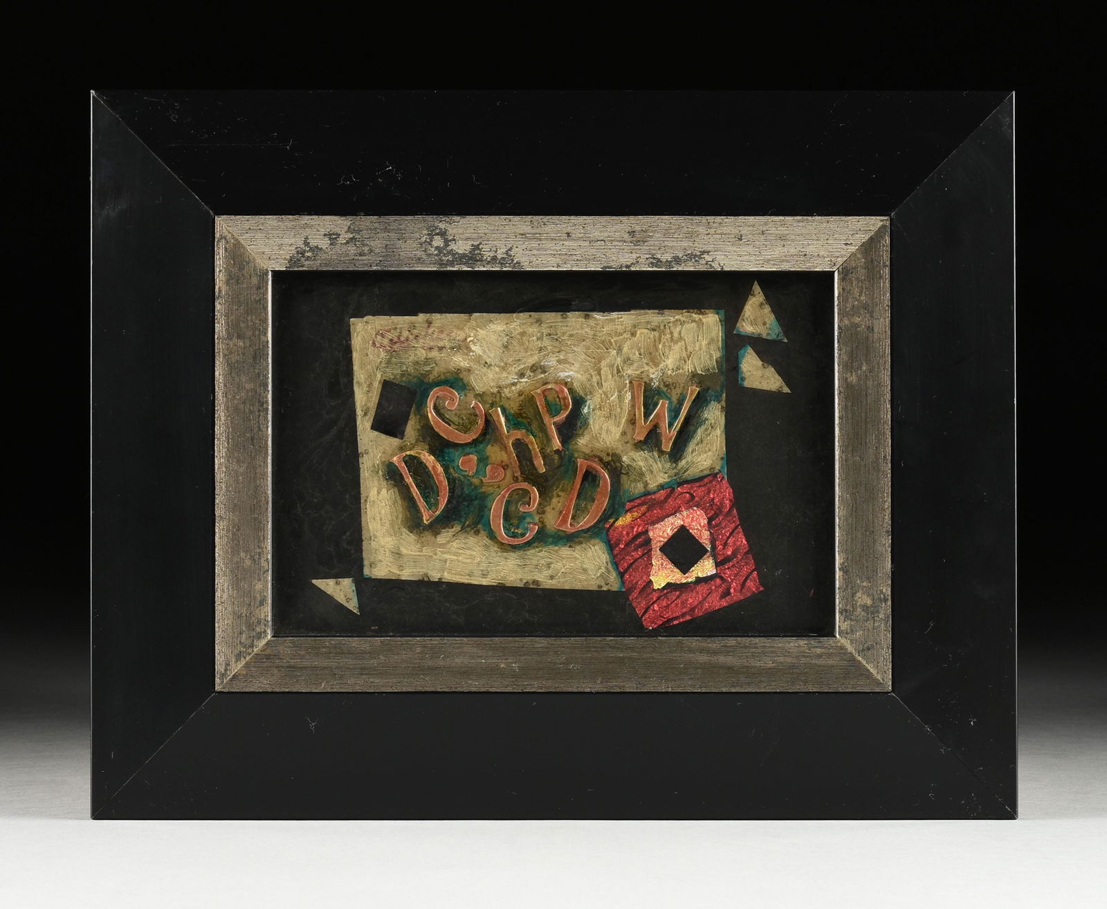 DAVID ADICKES (American/Texas b. 1927) A PAINTING, "DChCPDW," 2008,: DAVID ADICKES (American/Texas b. 1927) A PAINTING, "DChCPDW," 2008, oil and mixed media on board, signed in red at U/L, "Adickes," also signed and dated on reverse, "Adickes 2008," with the Adickes St