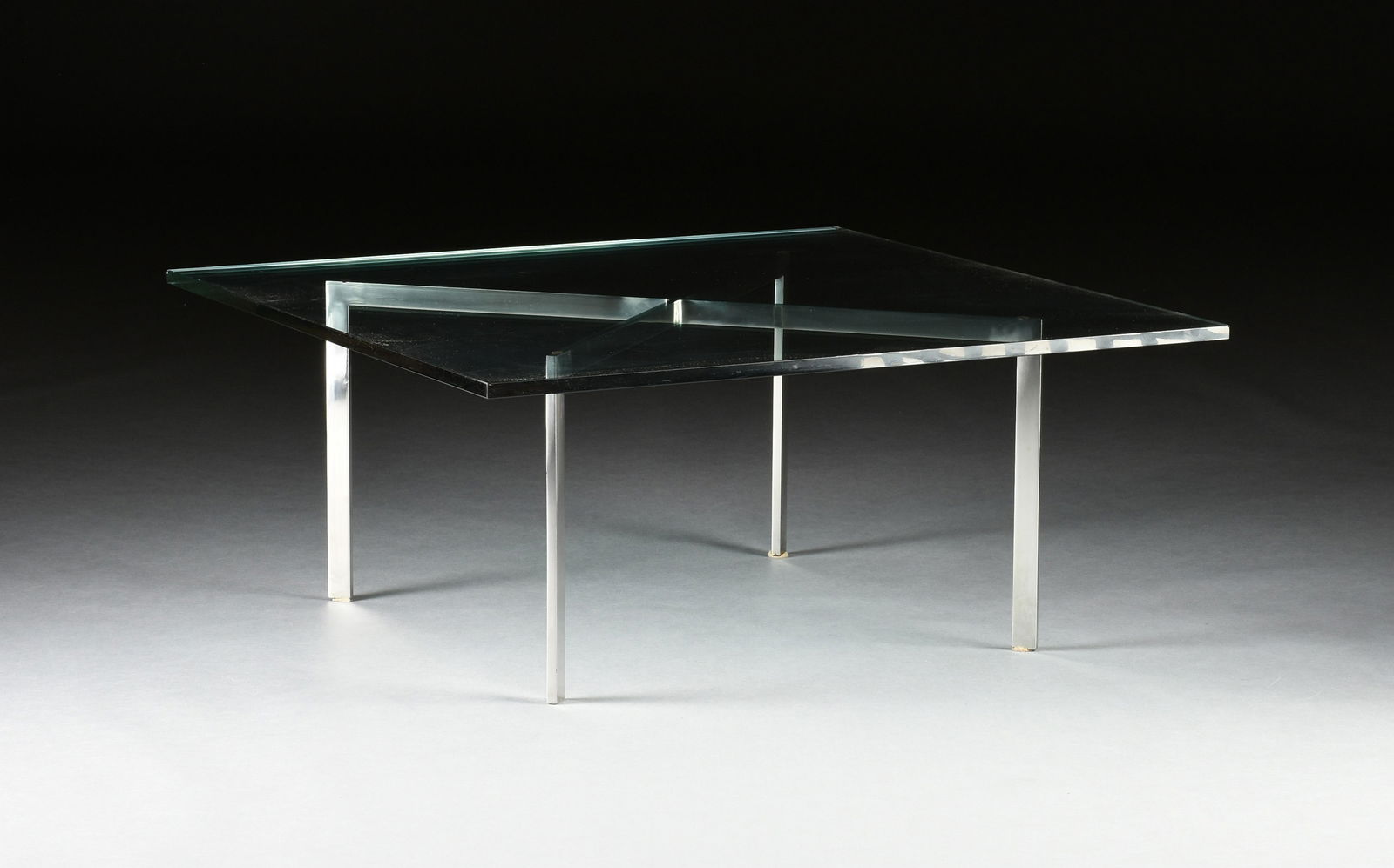 LUDWIG MIES VAN DER ROHE (German/American 1886-1969) DESIGN FOR KNOLL, A GLASS AND STEEL "BARCELONA (1 of 3)