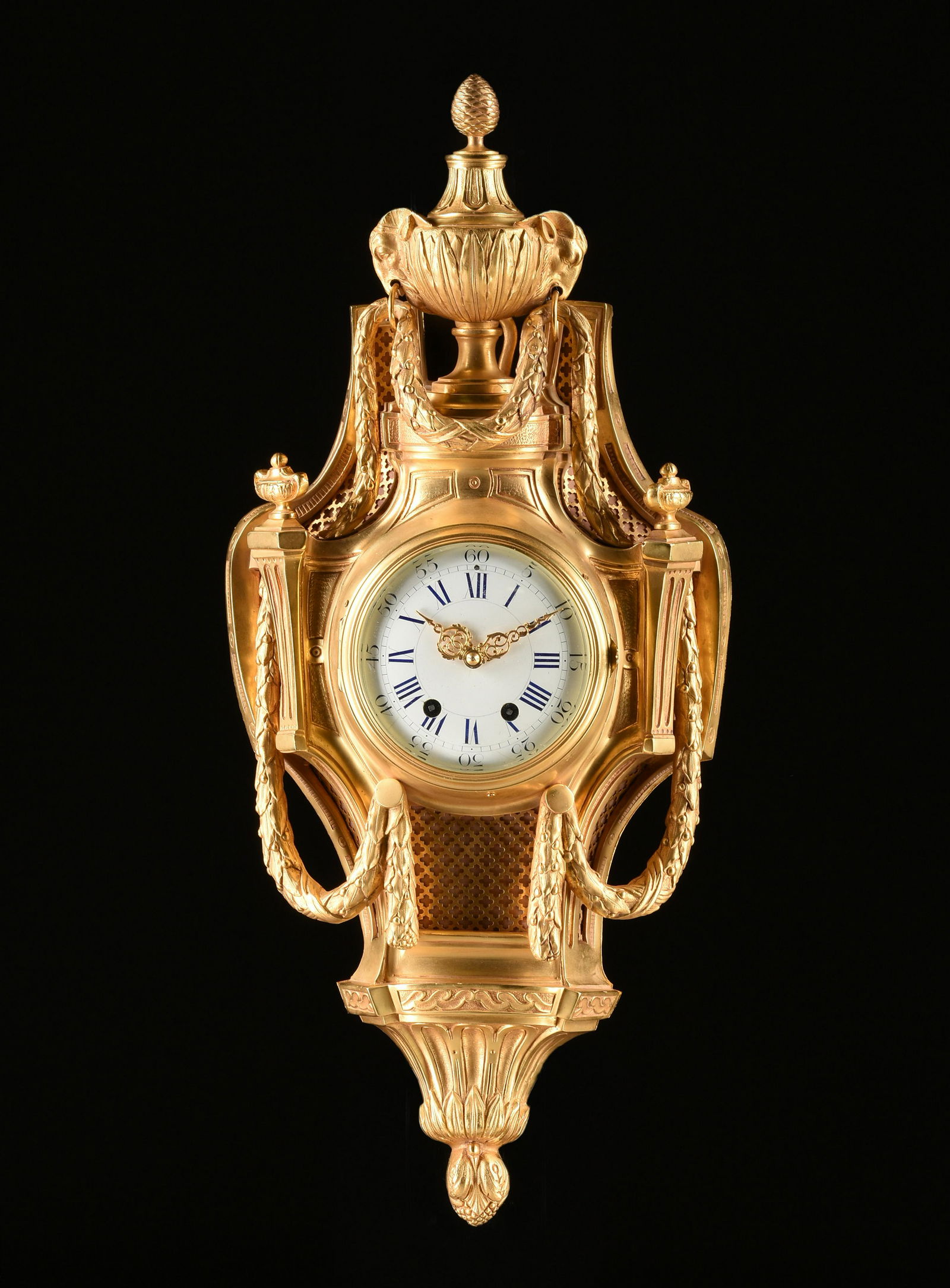 A LOUIS XVI STYLE ORMOLU CARTEL CLOCK, FRENCH, 20TH CENTURY, (1 of 3)