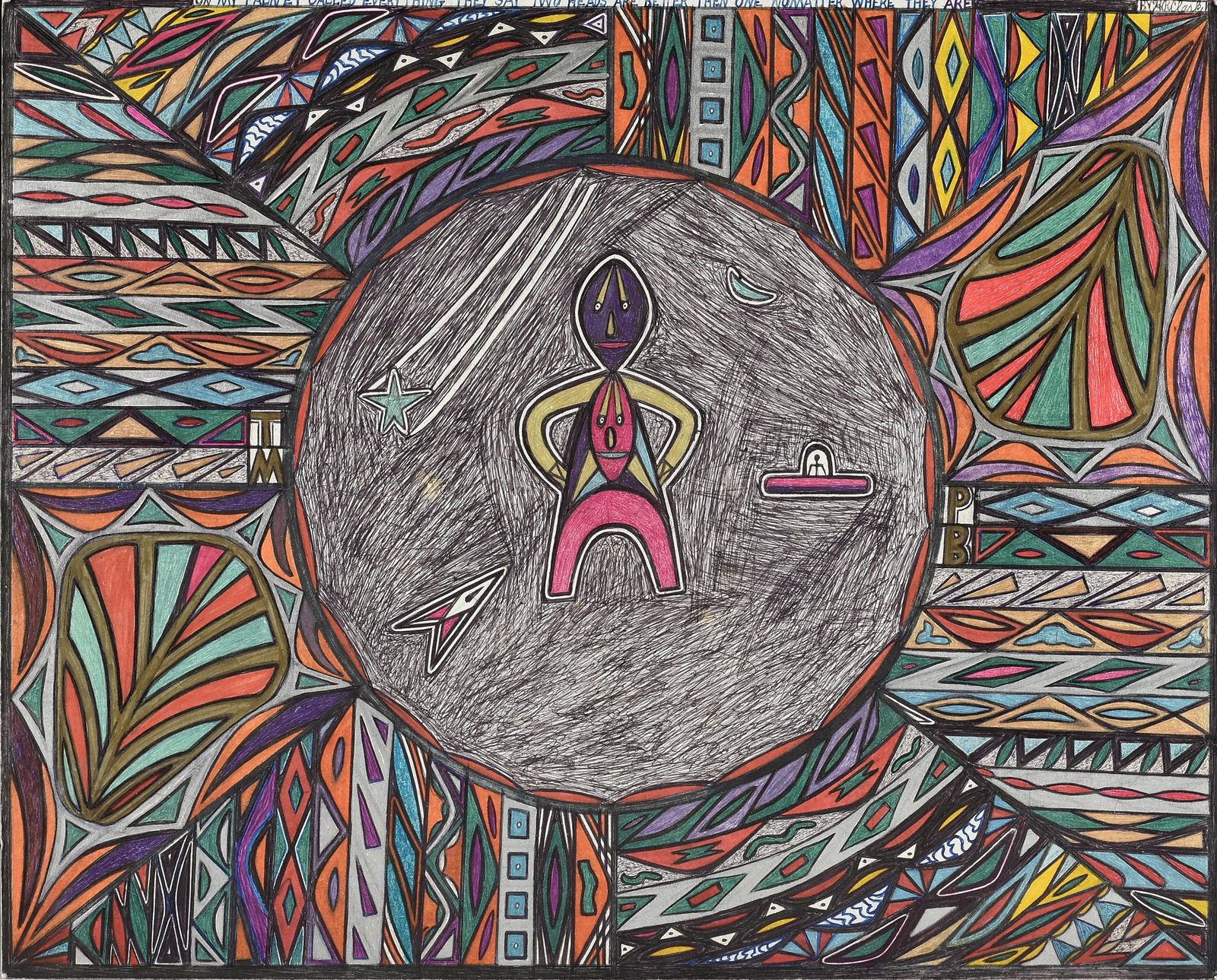 HENRY RAY CLARK (American/Texas 1936-2006) A DRAWING, "On My Planet...," 2004, (1 of 14)