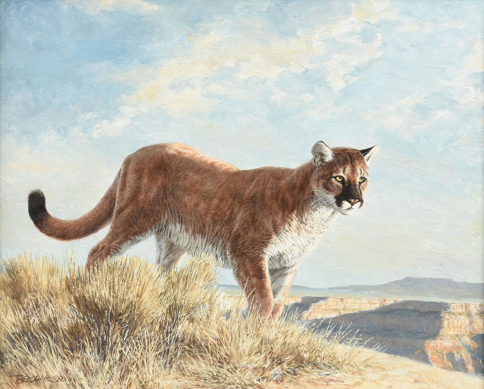 TOM BEECHAM (American 1926-2000) A PAINTING, "The American Lion," 1980, (1 of 15)