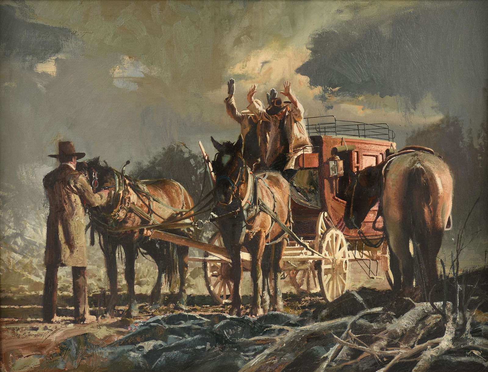 OLEG STAVROWSKY (American 1927-2020) A PAINTING, "No Argument," 20TH CENTURY, (1 of 17)