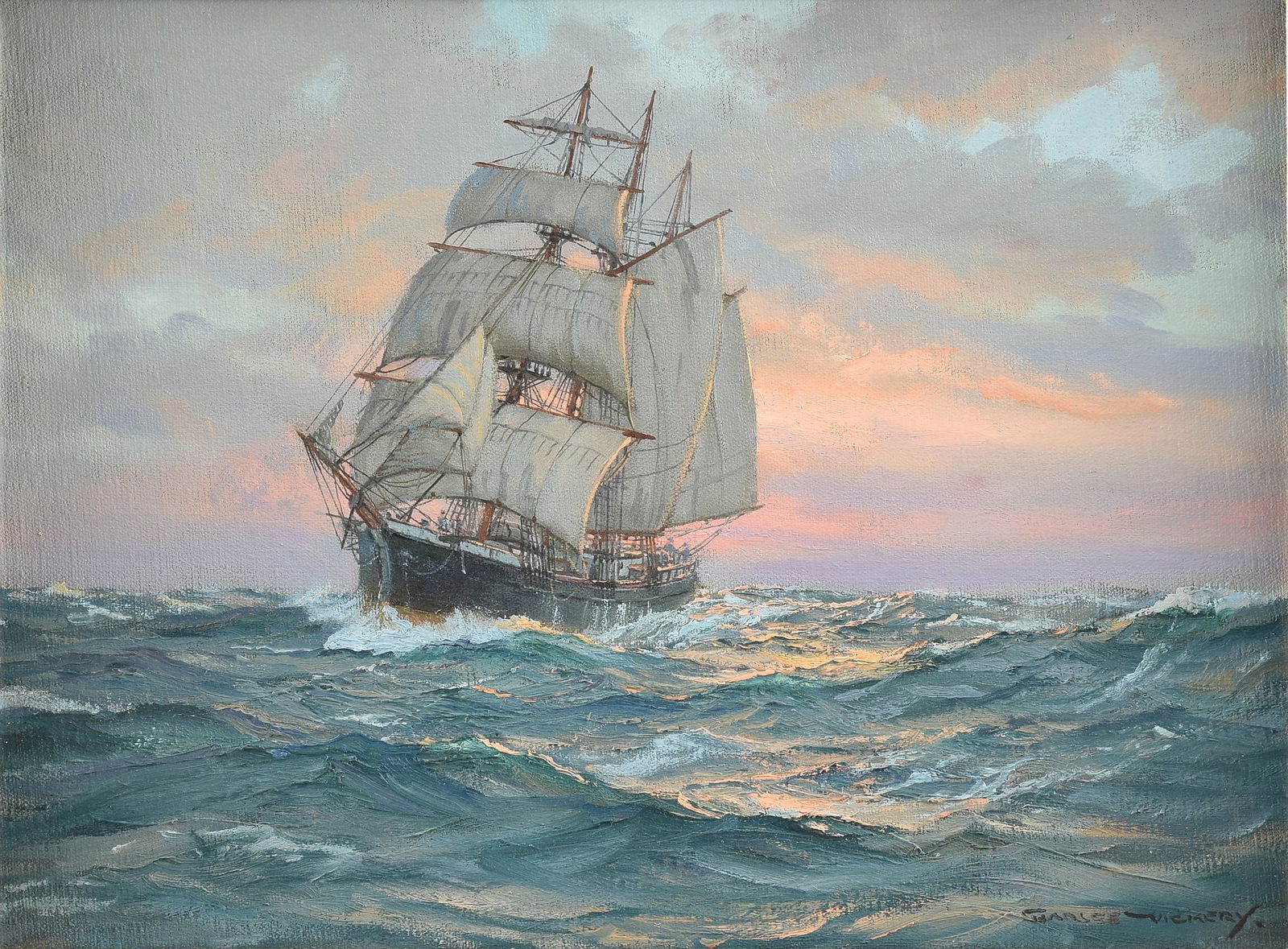 CHARLES VICKERY (American 1913-1998) A PAINTING, "Ocean Dawn," 20TH CENTURY, (1 of 13)