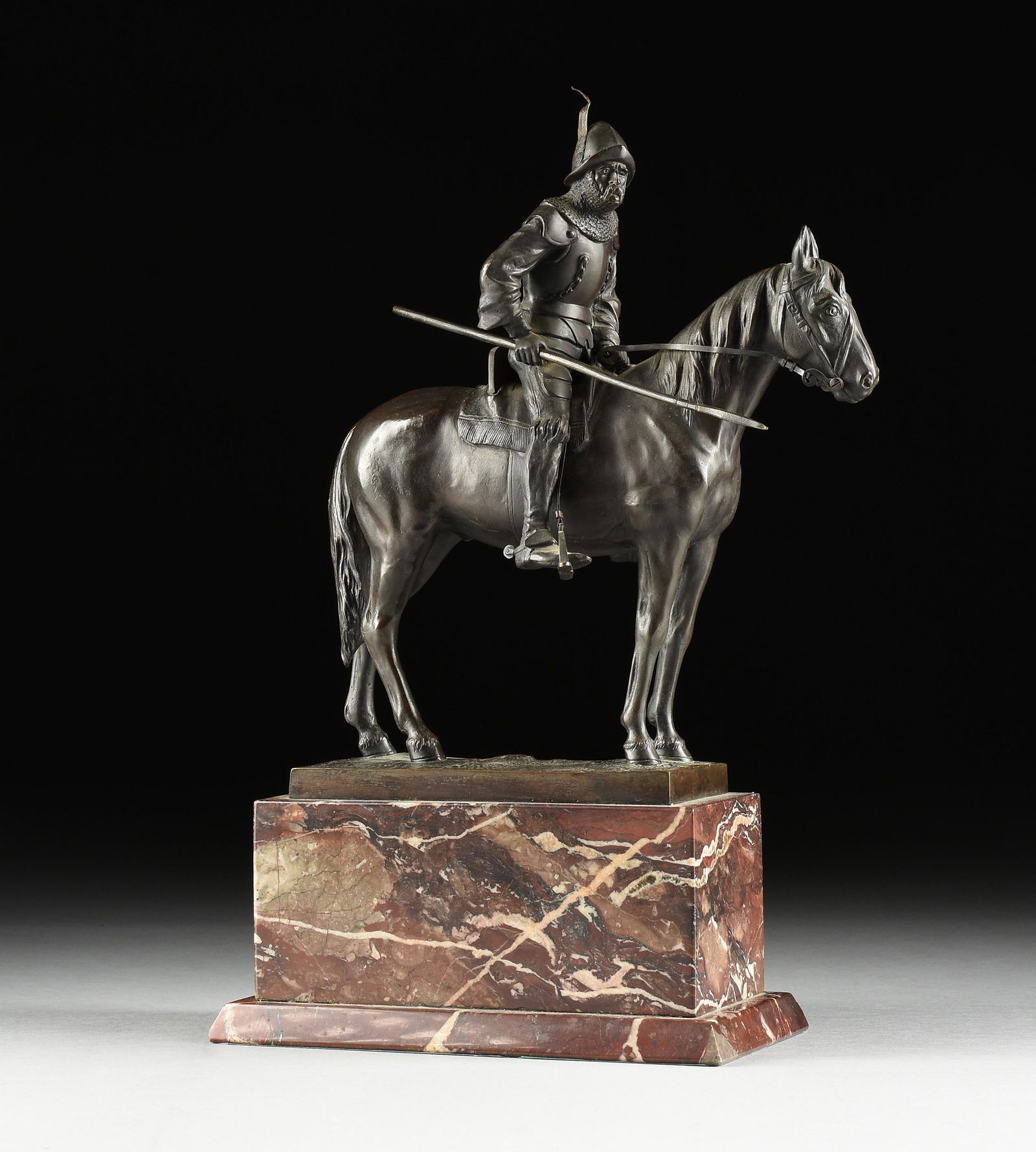 JULIUS PAUL SCHMIDT-FELLING (German 1835-1920) A SCULPTURE, "Rider with Lance," Early 20TH CENTURY, (1 of 17)