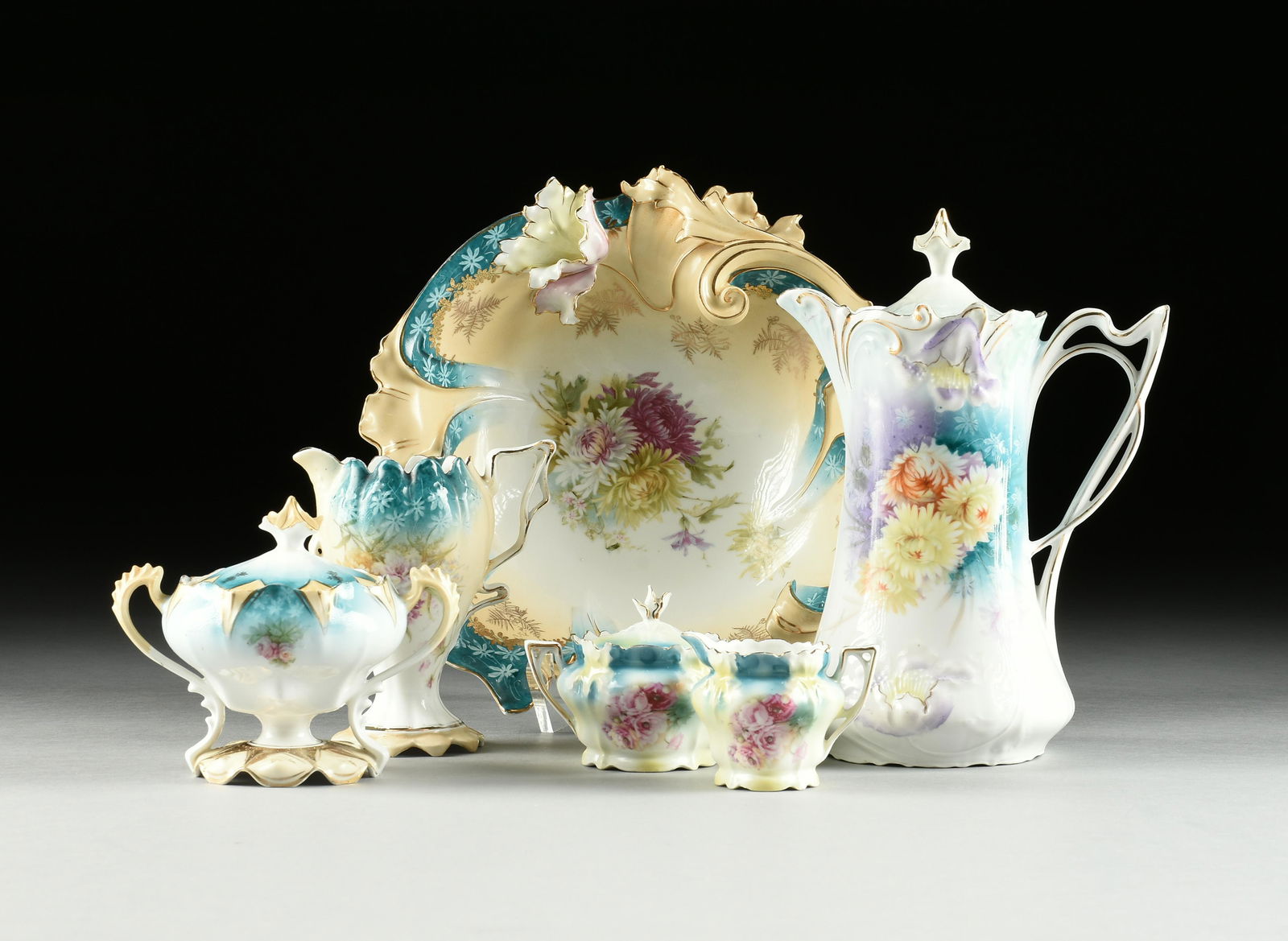 AN ASSORTMENT OF SIX R.S. PRUSSIA PORCELAIN DISHES, GERMAN, CIRCA 1910, (1 of 8)
