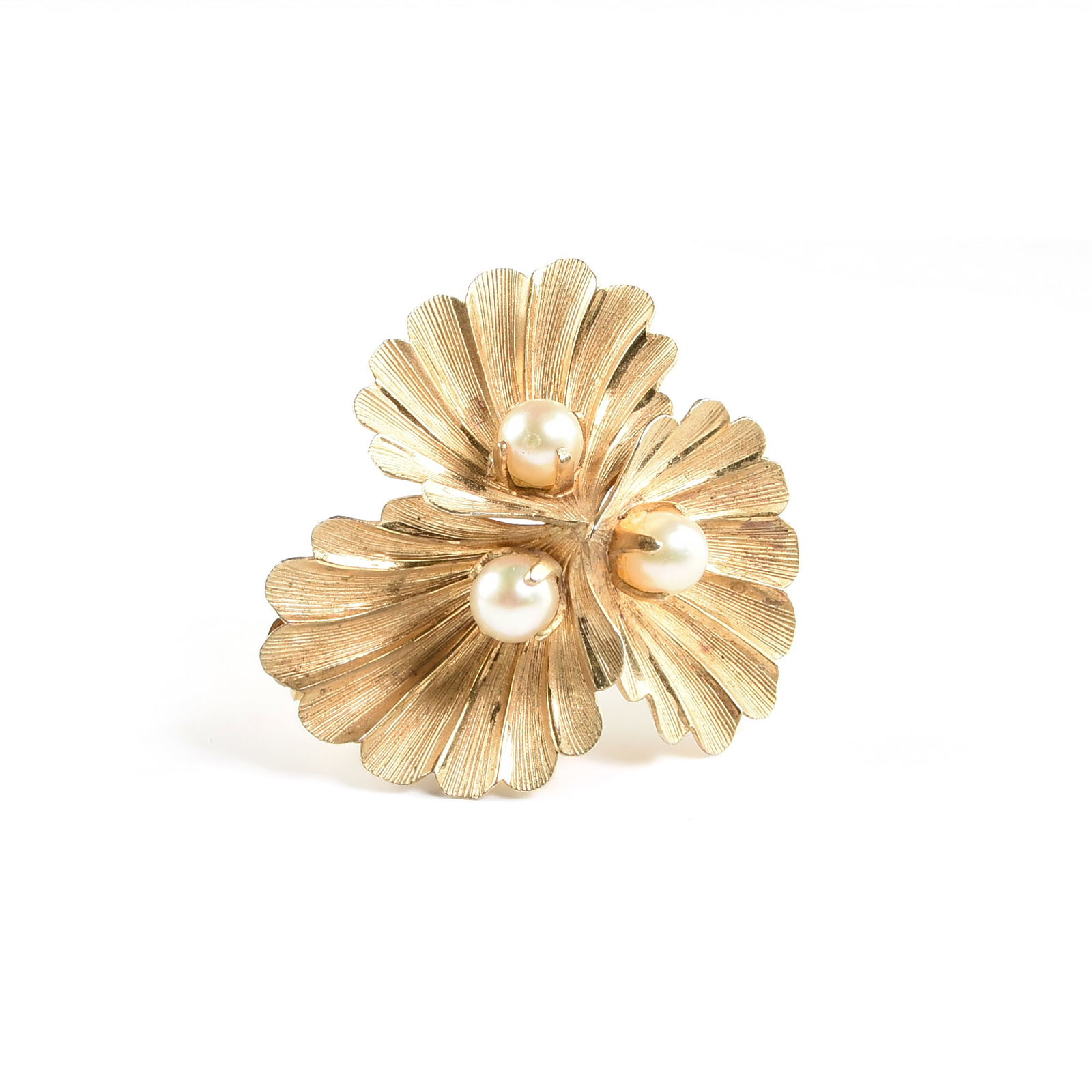 A VINTAGE IMPERIAL PEARL SYNDICATE 12K YELLOW GOLD FILLED PEARL BROOCH, MID 20TH CENTURY, (1 of 2)