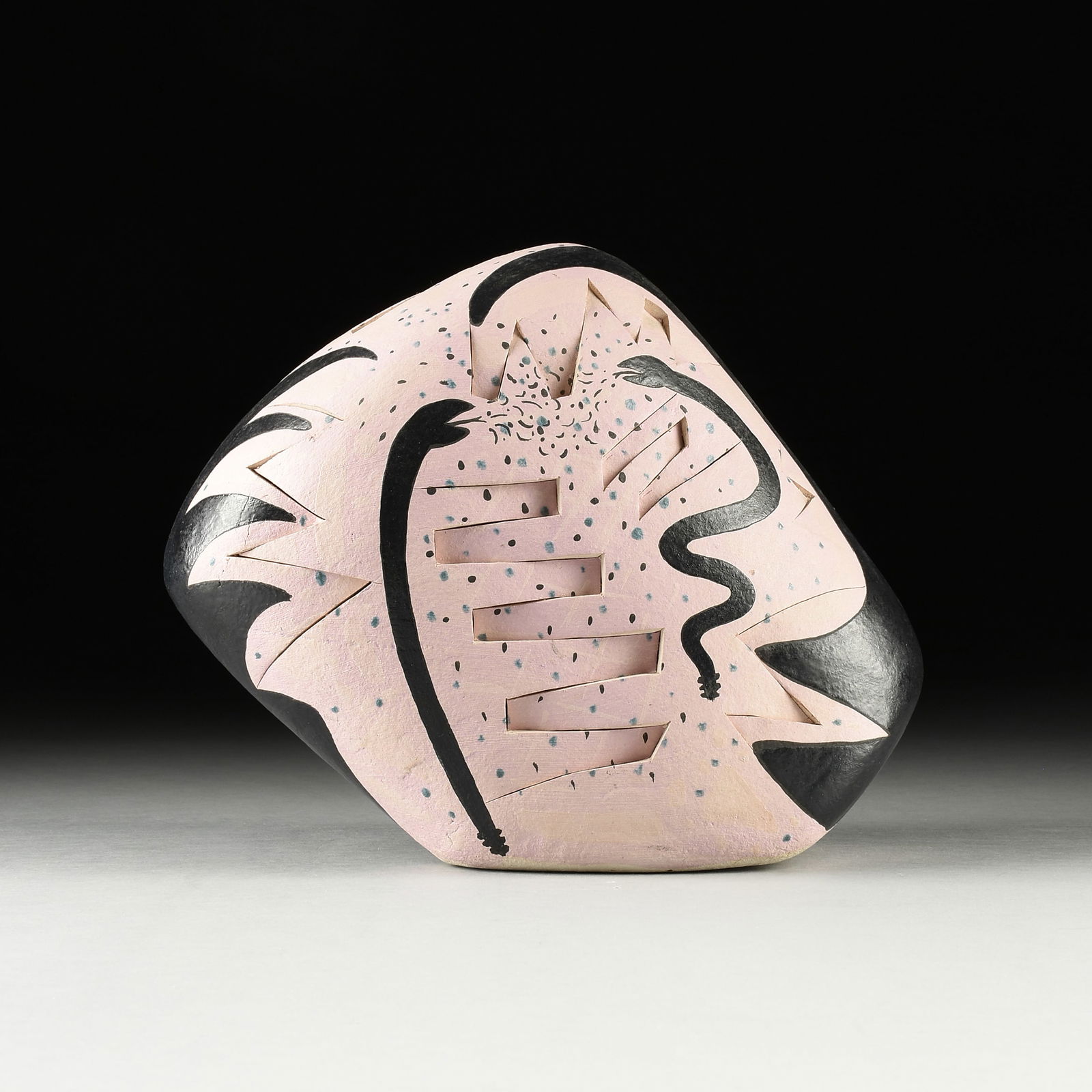 SUSAN BUDGE (American b. 1959) A POSTMODERN SCULPTURE, "Rattlesnakes on Pink," 1980s-1990s, (1 of 6)