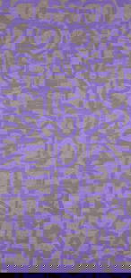 style of ALIGHIERO BOETTI (Italian 1940-1994) A GRAFFITI STYLE POEM TAPESTRY WEAVING, WITH EXCERPTS: style of ALIGHIERO BOETTI (Italian 1940-1994) A GRAFFITI STYLE POEM TAPESTRY WEAVING, WITH EXCERPTS FROM BEN OKRI'S, "An African Elegy," 1990s-2000s, purple and natural grey wool, ecstatic graffiti st
