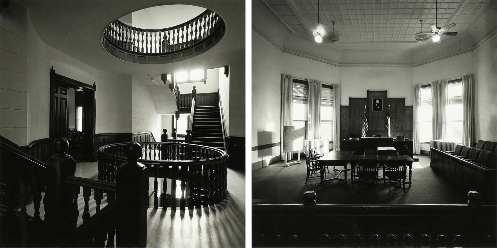 GEOFF WINNINGHAM (American/Texas b. 1943) TWO PHOTOGRAPHS, "Presidio County Courthouse" and "Donley: GEOFF WINNINGHAM (American/Texas b. 1943) TWO PHOTOGRAPHS, "Presidio County Courthouse" and "Donley County Courthouse," 1993-1994, gelatin silver prints, each signed L/R, "Geoff Winningham," titled an