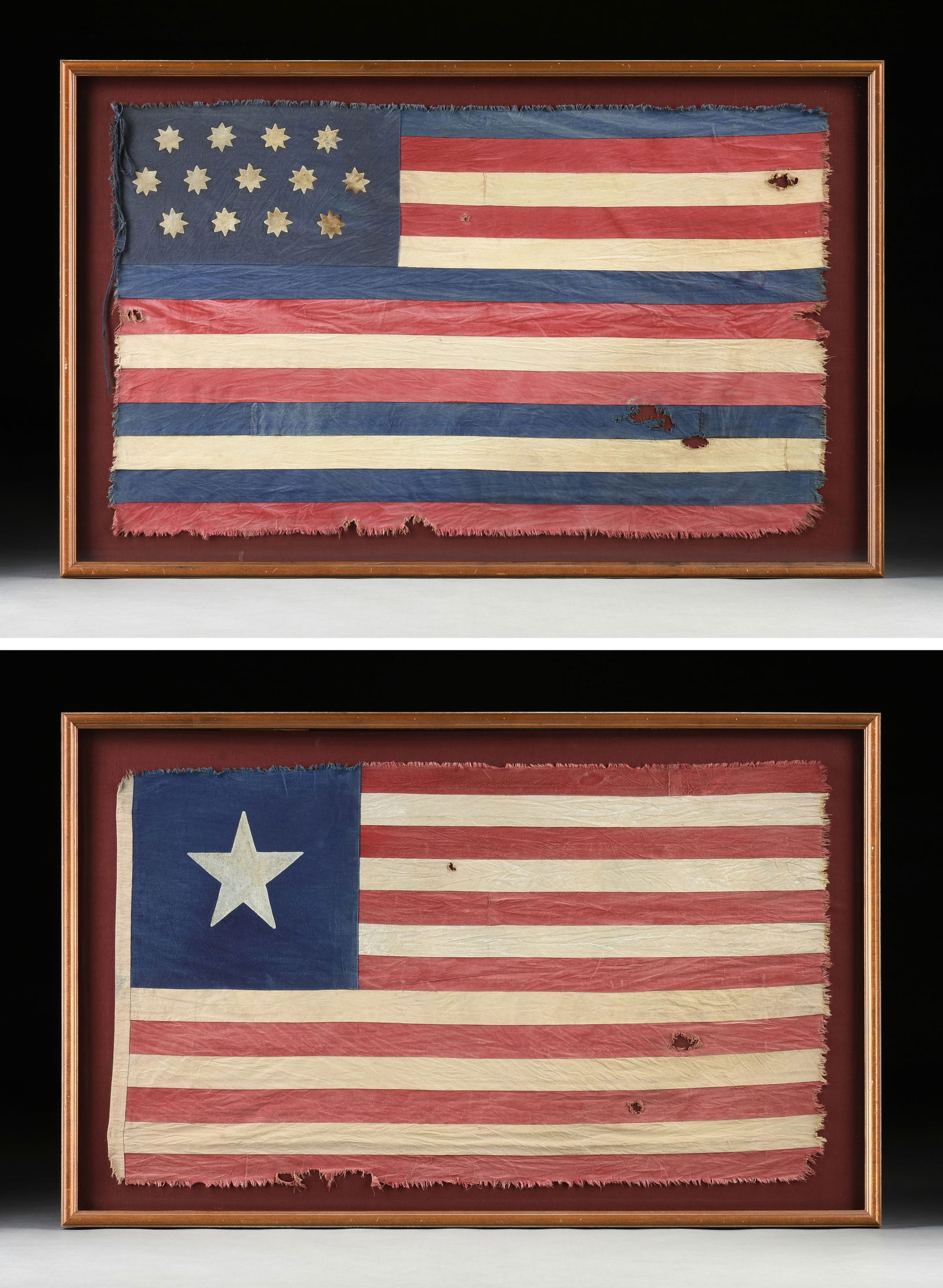 TWO COMMEMORATIVE NAVAL FLAGS INCLUDING THE JOHN PAUL JONES FLAG AND THE FLAG OF THE TEXAS NAVY, (1 of 7)