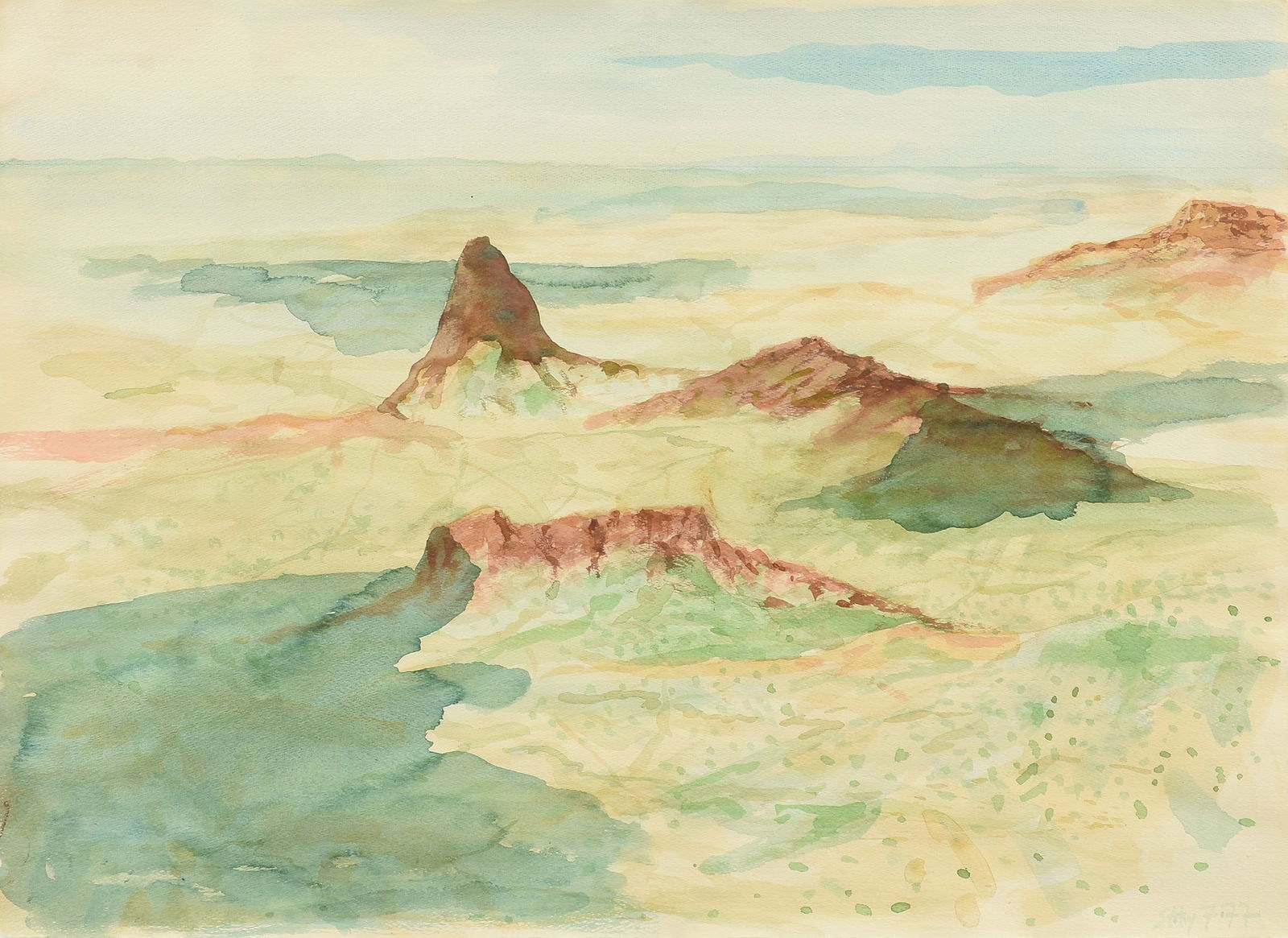 EARL STALEY (American/Texas b. 1938) A PAINTING, "Clouds on the Desert, Big Bend," JULY 5, 1977, (1 of 16)