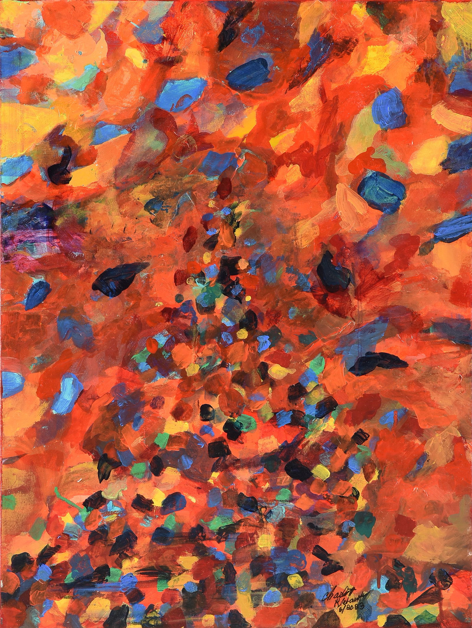 CHARLOTTE KLEBANOFF (American/Texas b. 1925) A PAINTING, "Red and Orange," 2023, (1 of 13)