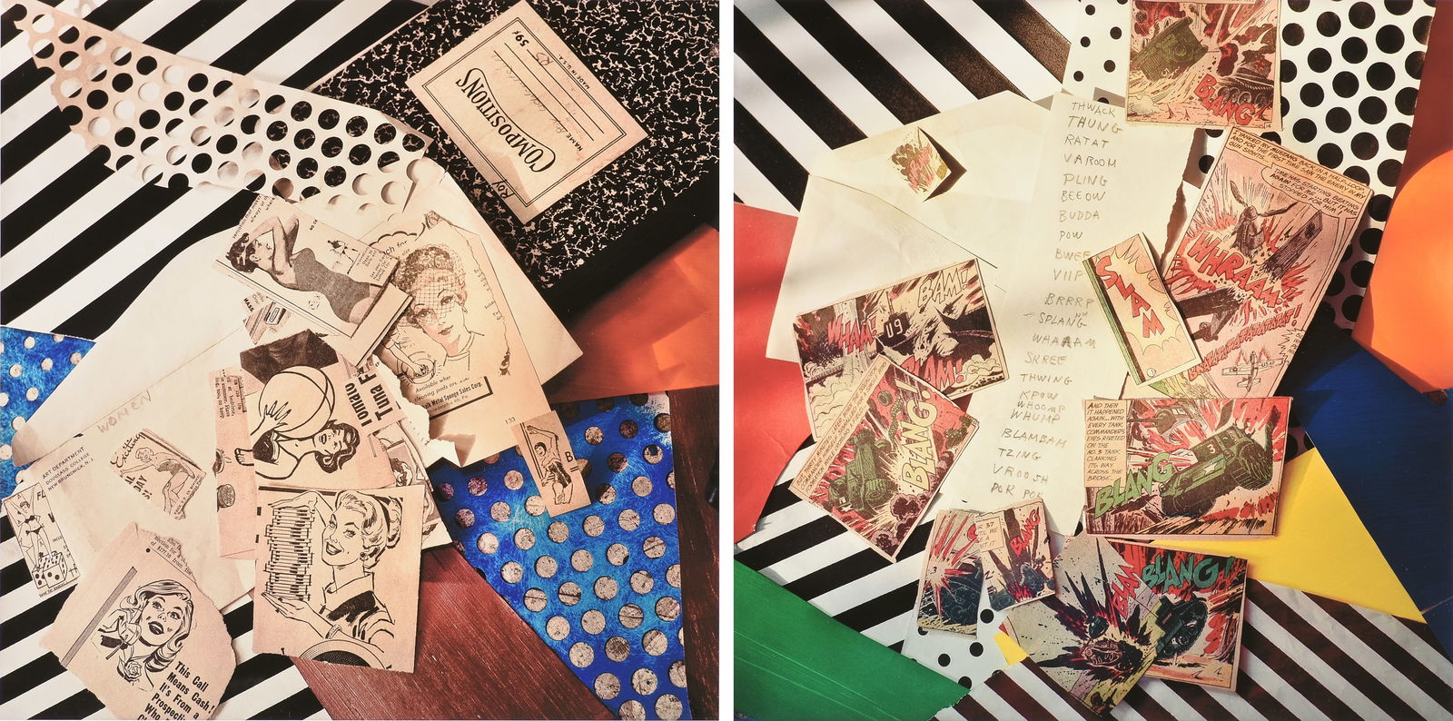 LAURIE LAMBRECHT (American b. 1955) TWO PHOTOGRAPHS, "Bathing Beauties, Stencils," 1991 and (1 of 17)