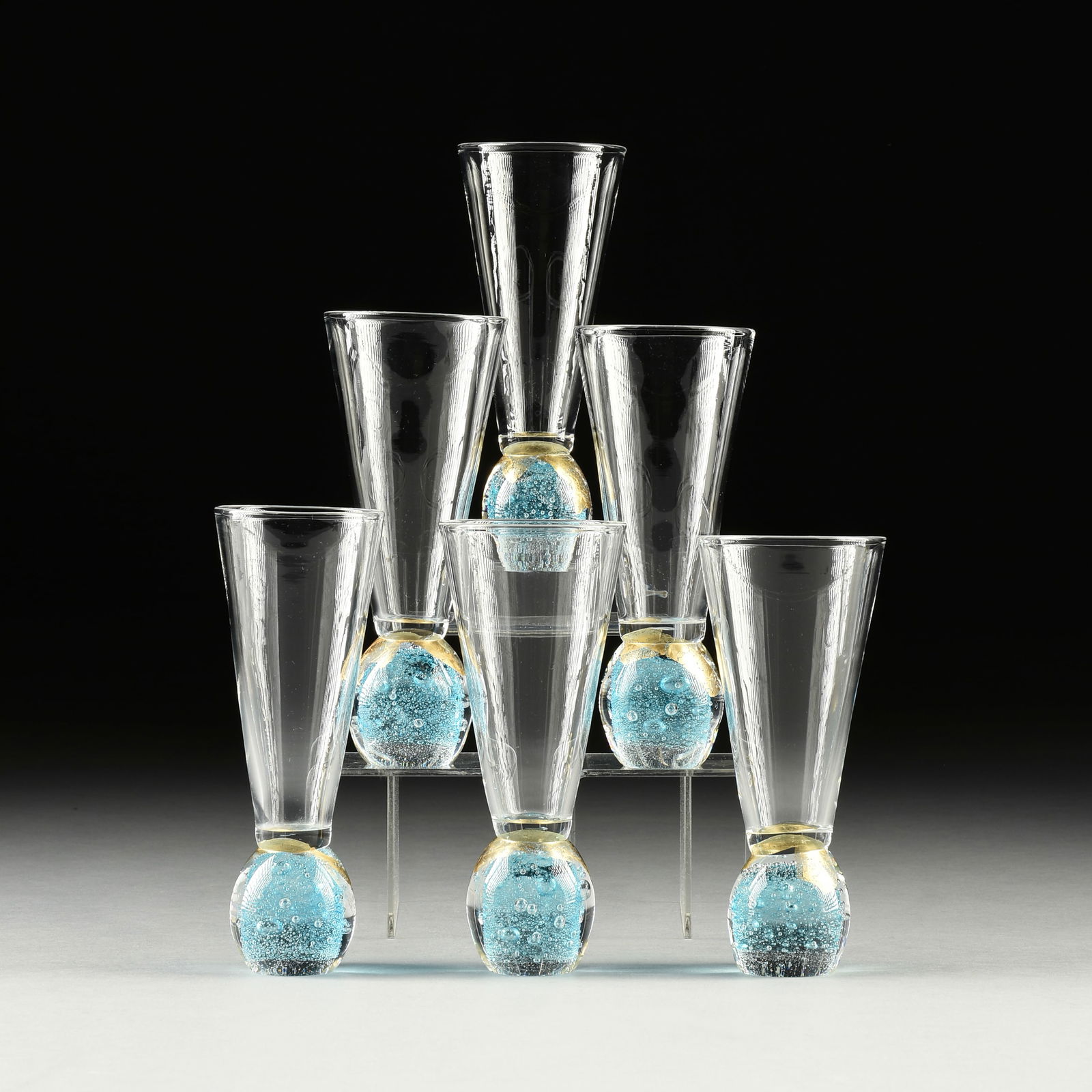 A SET OF TWENTY BOHEMIAN ART DECO STYLE ART GLASS VODKA GLASSES, ABIGAILS, CZECH REPUBLIC, LATE 20TH (1 of 4)