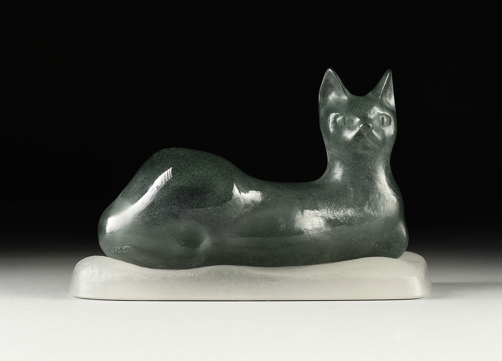 A DAUM GLASS SCULPTURE BY CLAUDE L'HOSTE (1929-2009), "Douce," FRENCH, (1 of 7)