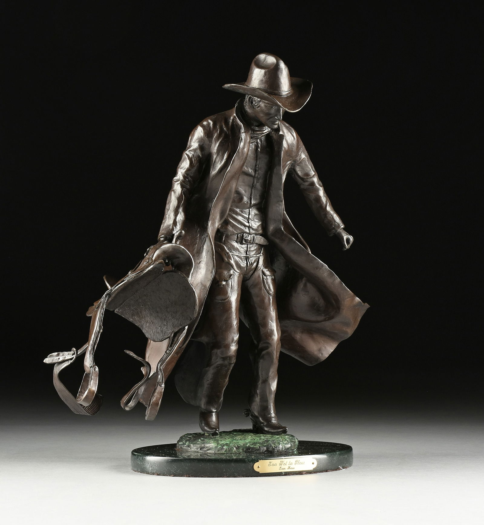 TOM MOSS (American b. 1936) A BRONZE SCULPTURE, "Too Wet to Plow," (1 of 13)