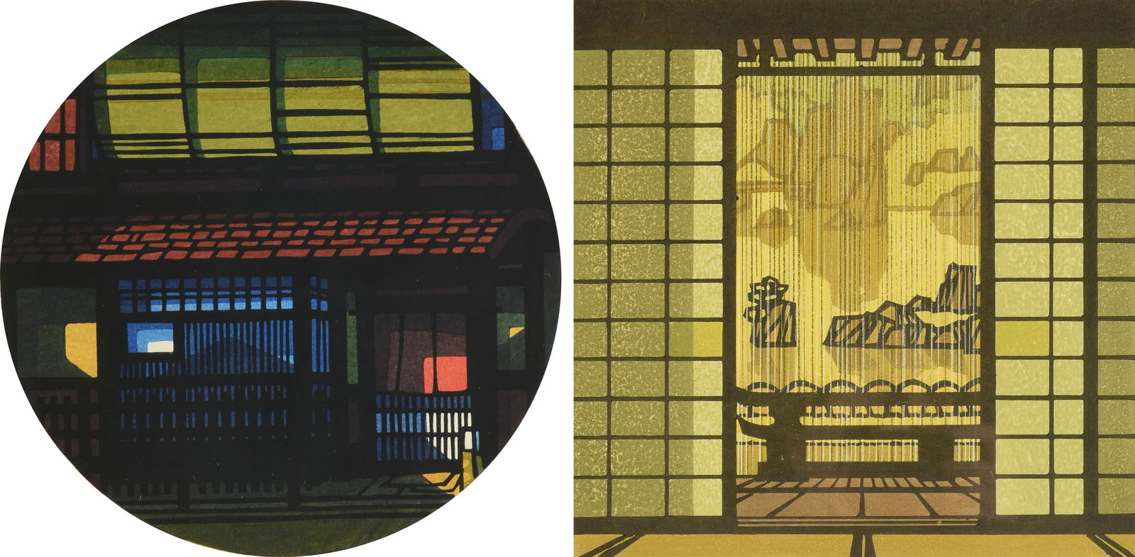 CLIFTON KARHU (American/Japanese 1927-2007) TWO PRINTS, "House in Gion" and "Tenryuji Garden," 1978 (1 of 19)