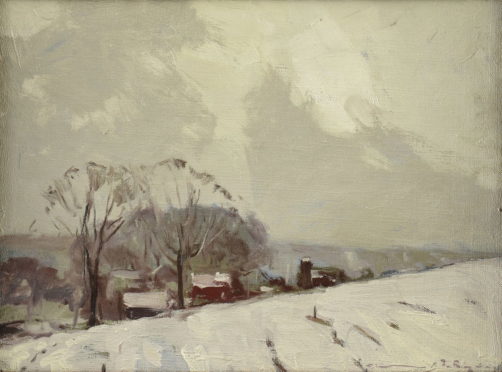 CHAUNCEY FOSTER RYDER (American 1869-1949) A PAINTING, "Ryder's Home - Danbury, Connecticut," 20TH (1 of 13)