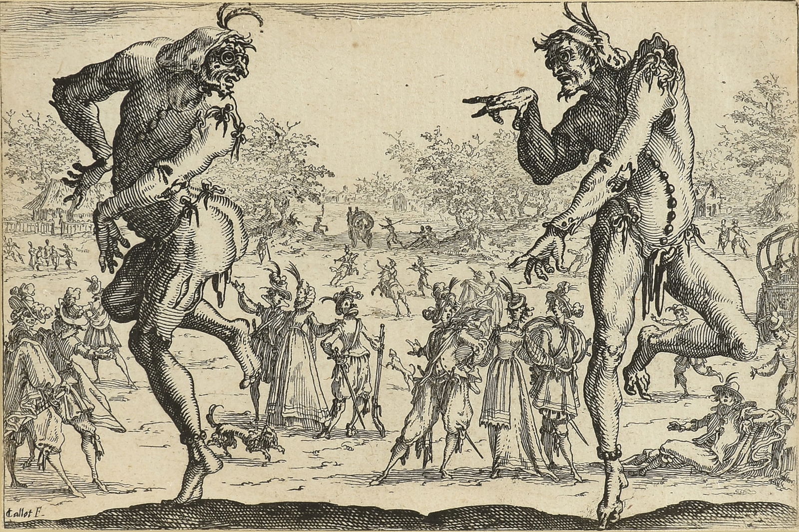 JACQUES CALLOT (French 1592-1635) TWO PRINTS, "Les Deux Pantalons" and "The Martyrdom of St. (1 of 18)