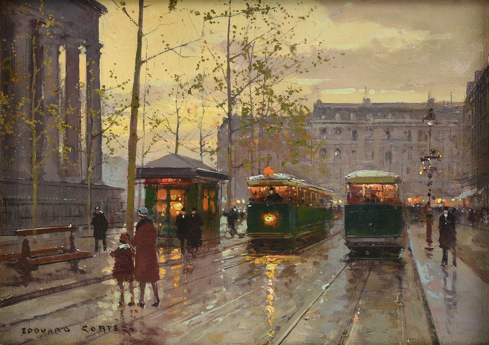 ÉDOUARD CORTÈS (French 1882-1969) A PAINTING, "Coin de Paris, Rue de la Madeleine," CIRCA (1 of 12)