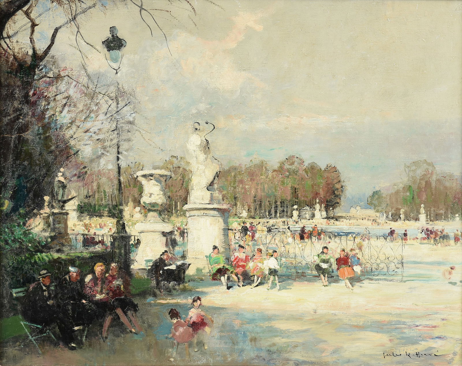 JULES RENE HERVE (French 1887-1981) A PAINTING, "Les Enfants au Jardin Tuileries, Paris," 20TH (1 of 16)