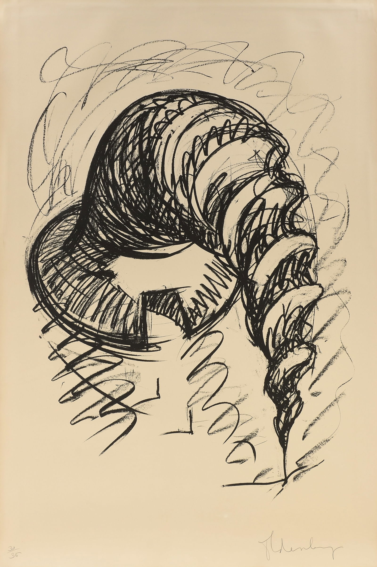 CLAES OLDENBURG (American 1929-2022) A PRINT, "Arched Soft Screw as Building," 1976, (1 of 17)