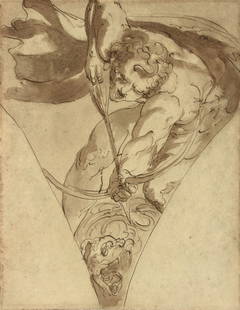 ITALIAN OLD MASTER SCHOOLS, THREE DRAWINGS, 16TH/17TH/18TH CENTURY,: ITALIAN OLD MASTER SCHOOLS, THREE DRAWINGS, 16TH/17TH/18TH CENTURY, three pen, ink, and wash drawings, the first drawing probably by Luca Cambiaso (Italian 1527-1585) "Apollo Killing the Python," circ