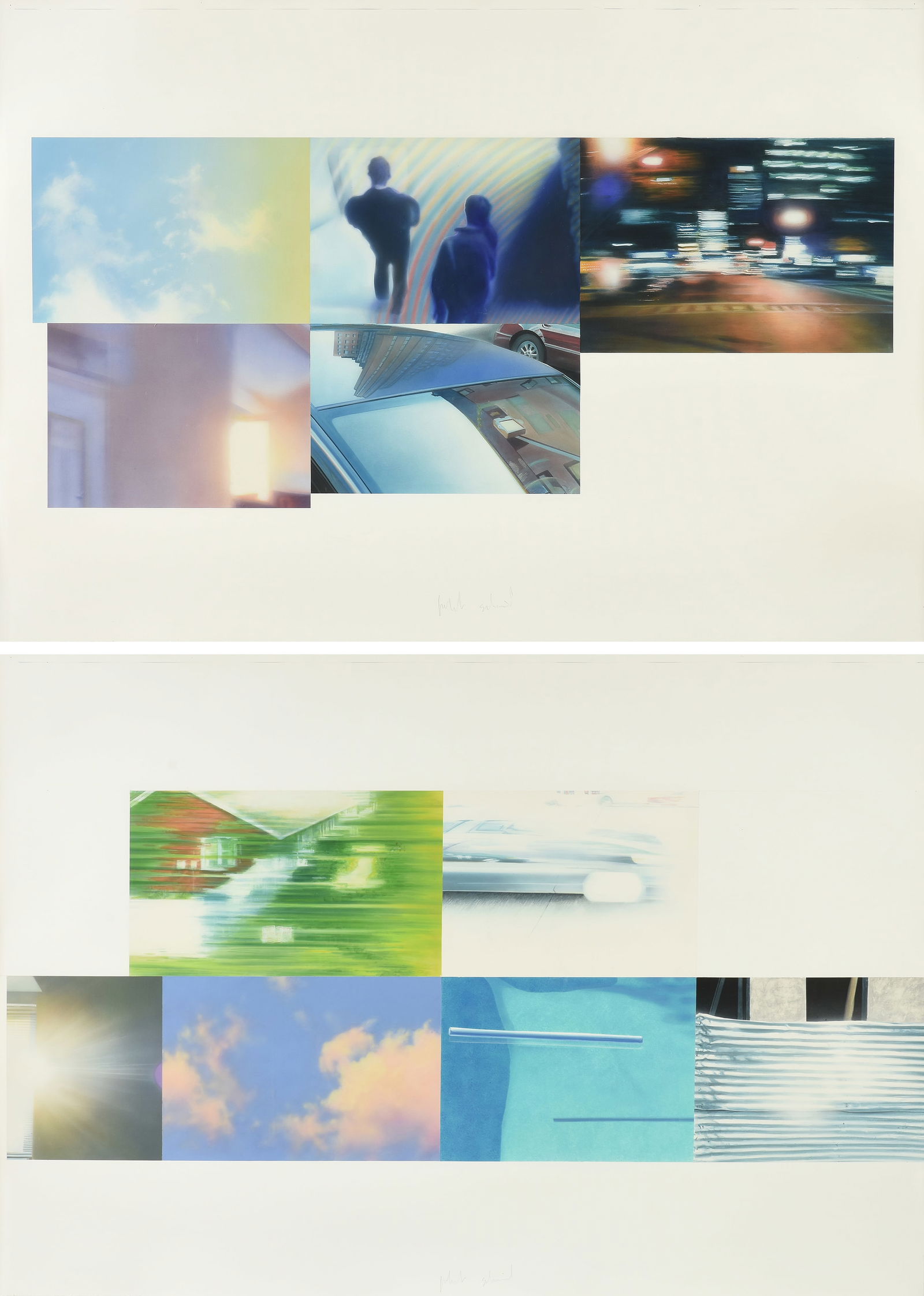 ROBERT SCHMID (American b. 1947) TWO PAINTINGS, "Random 5" and "Time Exposed," 2008, (1 of 16)