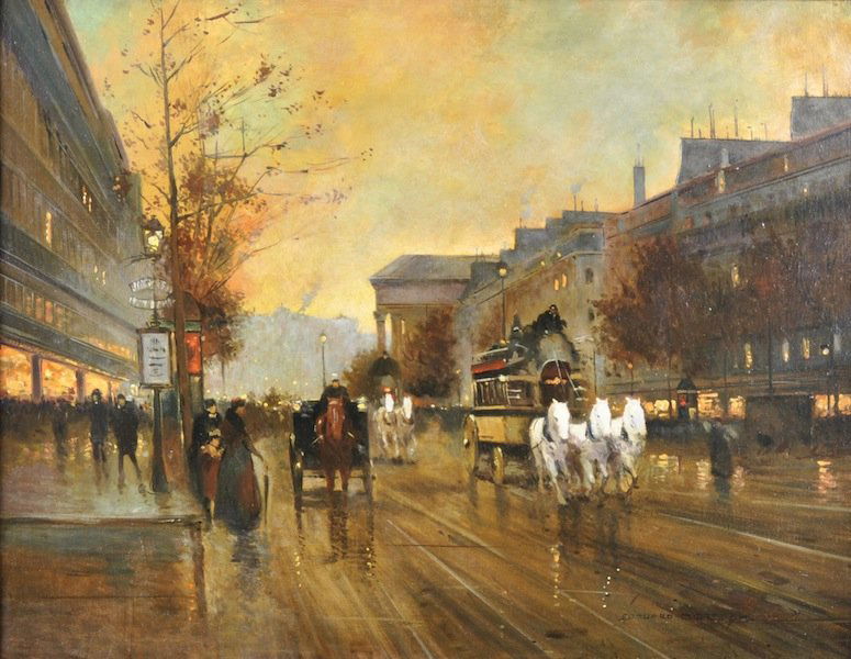 ÉDOUARD CORTÉS (French 1882-1969) A PAINTING, " Bo: ÉDOUARD CORTÉS (French 1882-1969) A PAINTING, "Boulevard de Capucines," oil on canvas, signed L/R. 19 3/4" x 26 1/4". Framed.
