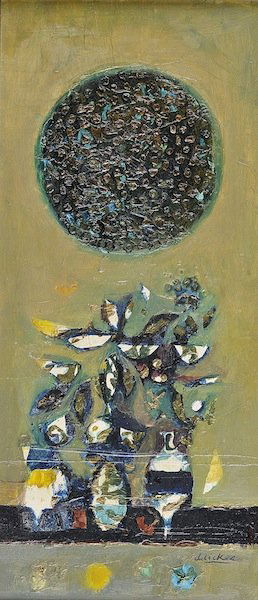 DAVID ADICKES (American b. 1927) A PAINTING, "Unti: DAVID ADICKES (American b. 1927) A PAINTING, "Untitled," oil on board, signed L/R. 26 3/4" x 14 1/2". Framed.