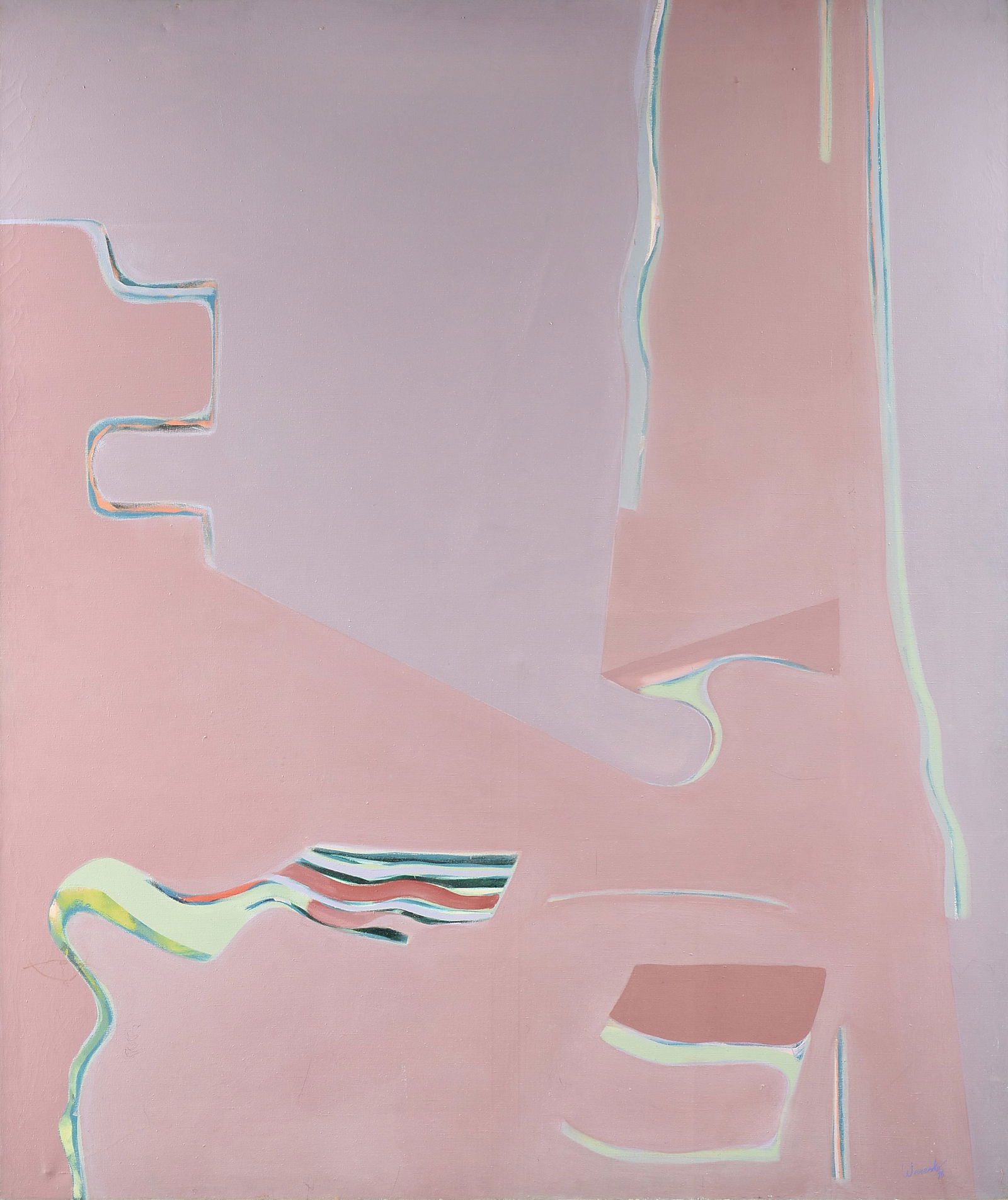 MODERN ABSTRACT SCHOOL, A PAINTING, "Abstract Mauve and Lavender (Untitled)," 1976 (1 of 11)